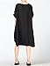 Mordenmiss Women's Cotton Linen Dresses Plus Size Summer Roll-up Sleeve Baggy Sundress with Pockets 2XL Black
