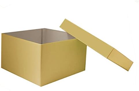 giftbagshopLuxurious Gift Box for Birthdays, Christmas, Weddings or Corporate Gifts Pearlised Gold Square Gift Box 175 x 175 x 105mm (Gold)