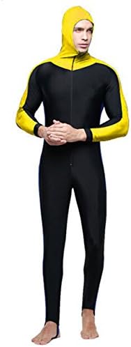 Unisex One Piece Hooded Diving Suit Wetsuits Rush Guard Dive Skin Yellow (L)