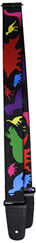 Buckle-Down Guitar Strap - Dinosaur Silhouette Black/Multi Color - 2
