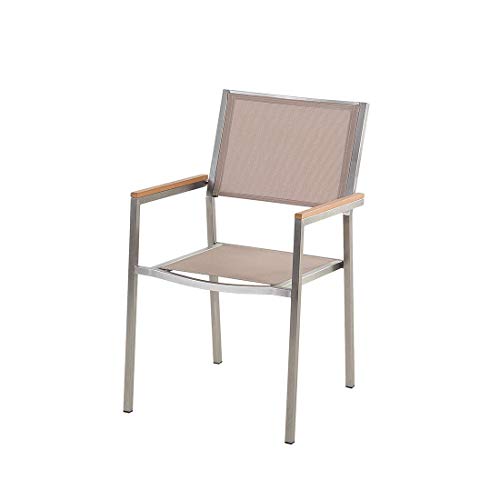 Beliani Modernes Gartenmöbel Set Tisch 220 cm Schwarz mit 6 Stühle in Beige Grosseto – Bild 6