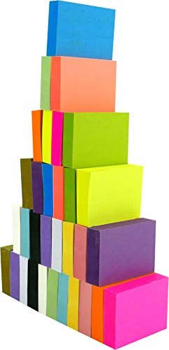 4A Sticky Notes,1 3/8 x 1 7/8 Inches,Small Size,The Adhesive On Long Side,Neon Assorted,Self-Stick Notes,16 Colors,100 Sheets/Pad,32 Pads/Pack,4A 354832