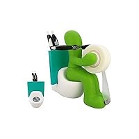 Butt Station Tape Dispenser, Pen & Memo Holder, Paper Clip Storage, Green 