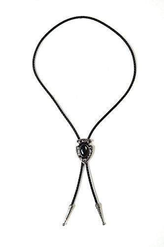 Western Black Bolo Tie for Men and Women,Native American Leather Bolo Tie String - Thumbnail 2