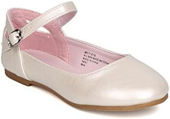 Little Angel GB42 Girls Leatherette Ankle Strap Cut Out Ballet Flat (Toddler Girl / Little Girl / Big Girl) - Ivory (Size: Big Kid 4)