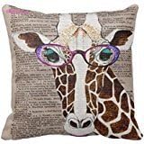 Seemuch 18 x 18inches Altered Art Funky Giraffe Cotton Pillowcase