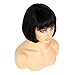 Jiao Li Brazilian Glueless Human Hair Bob Wig with Bang Yaki Machine Made Short Wigs (10, 1B)