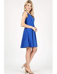 Vestido de verano para mujer con falda de patinador, vestido de fiesta semiformal Reg. y tamaño grande - Fabricado en Estados Unidos.