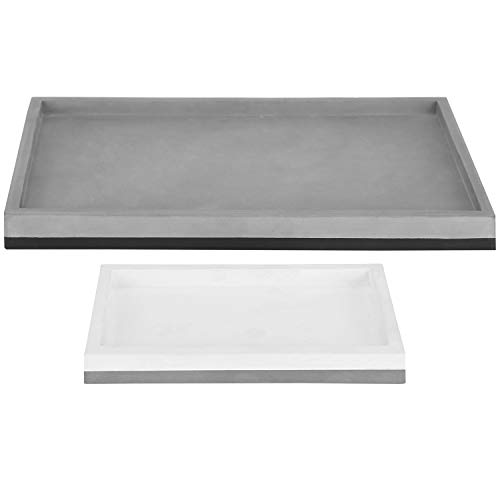 MyGift Modern Gray Tone Concrete Makeup Vanity Tray, Decorative