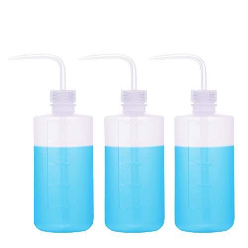 CVNDKN 3pcs 500ml Plastic Safety lab Wash Bottle,Squeeze Bottle with Scale Labels (16 oz/3 Bottle).