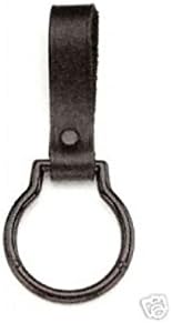 POLICE SECURITY GUARD C &amp; D CELL MAGLITE BLACK LEATHER FLASHLIGHT RING HOLDER