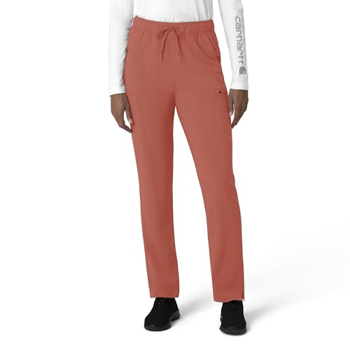 Carhartt Force Cross-Flex Women's Straight Leg Cargo Scrub Pant, Dusty Cedar, 2…