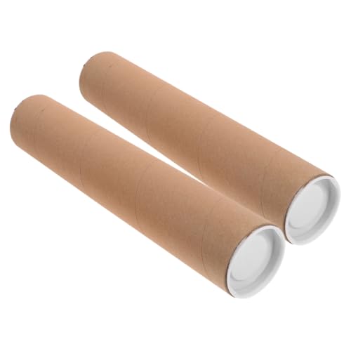 ARTIBETTER 2pcs Kraft Mailing Tube with Caps Round Cardboard Cylinder for Shipping and Storage of Posters Art Prints Documents and Crafts