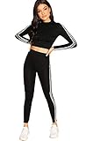 Milumia Women Long Sleeve Crop Top Skinny Yoga Pant 2 Pieces Sport Outfits Tracksuit Sportwear Set