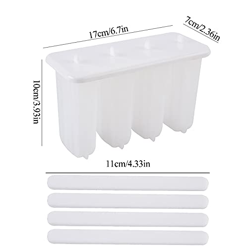 Homemade Popsicle Molds Shapes, Plastic Popsicle Ice Cream Molds With Lid, Popsicle Ice Box, 4 Reuseable Sticks, Easy Release Ice Pop Molds For Home Party (A)