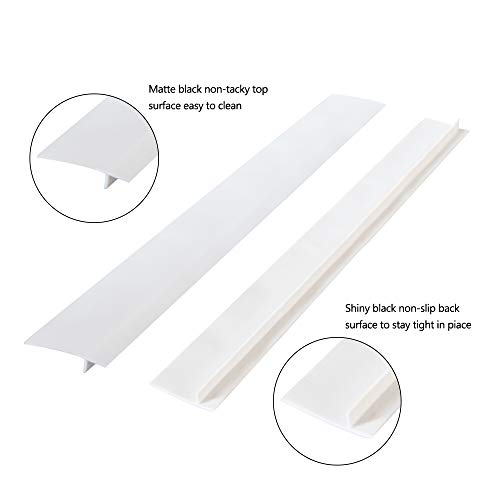 Silicone Stove Counter Gap Cover, 21" Large Oven Liner Easy Clean Heat Resistant 2 Pack Seals Spill Guard for Kitchen Stovetop, Washer, Dryer, Washing Machine (White)