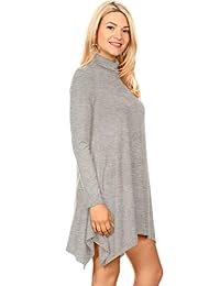 Vestidos de manga larga de cuello de cisne para mujer, talla grande y talla grande. - Fabricado en EE.UU.