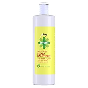 godrej protekt Hand Sanitizer, 500ml – Kills 99.9% Germs, Instant Germ Protection, Alcohol based Sanitizer Liquid