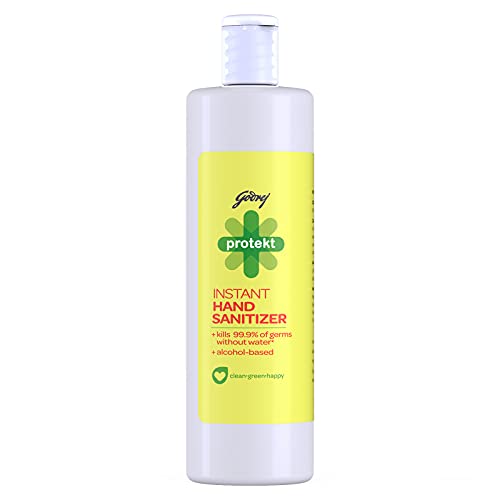 Godrej Protekt Hand Sanitizer, 500ml - Kills 99.9% Germs, Instant Germ Protection, Alcohol based Sanitizer Liquid