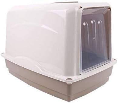 Large Pet toilet Cat Toiler Litter Tray With Lid Dome Dog Cat Kitten Pet Hooded Toilet Box With Carry Handle, Flap Door, Ventilation, 54cm x 39cm x 39cm, 4 Colours (Brown)