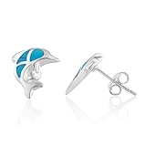 925 Sterling Silver Colored Dolphin Porpose Fish Post Stud Earrings