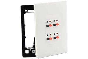 DIYTECH Premium 4 Speaker Wall Plate, Supports 4 Speaker Configurations, Screwless Design