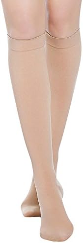 Compression Socks 20-30 mmHg (1 pair) for Women &amp; Men Best Medical, Nursing, for Running, Athletic, Edema, Varicose Veins, Pregnancy &amp; Maternity - Below Knee High Stockings Close-toe (L, Nude-close)