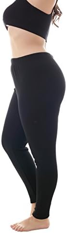 Zerdocean Women's Plus Size 100% Cotton Fleece Lined Thermal Full Length Leggings