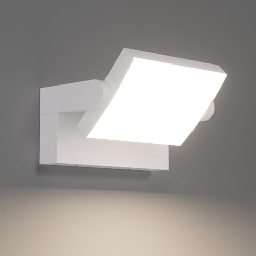Klighten 24W LED Wall Light Outdoor Indoor IP65, Adjustable Wall Lights Modern Aluminium Wall Lamps for Entrance Terrace Gardens, 1500LM, White, Natural White 4000K | Waterproof IP65, swivel, material: aluminium, 1500 lumens, indoor/outdoor