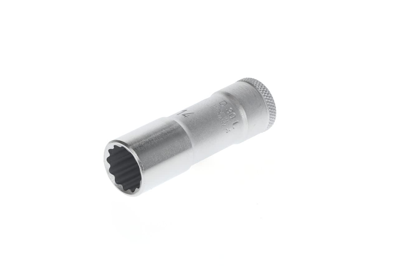 GEDORE Long socket, 3/8" 10 mm drive, Bi-hex, 14 mm AF, D 30 L 14, Chrome-plated steel