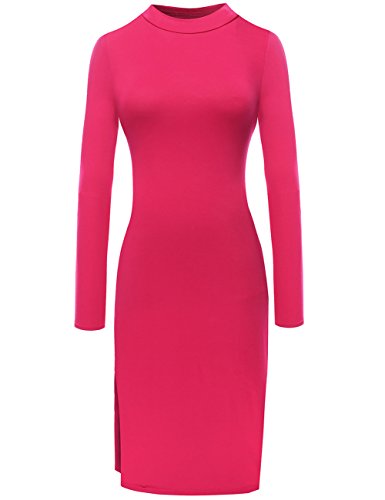 Aphratti Women s Long Sleeve Fitted Casual Bodycon Dress Large Purplish Red