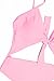 LEISUP Women's Strappy V Neck Tie Knot Front High Waist Thong One Piece Swimwear Pink L