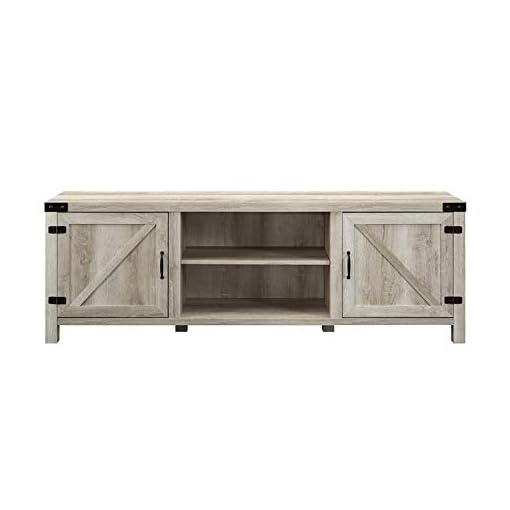 Home Square 4 Piece Farmhouse Barn Door TV Stand Console Coffee Table