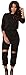 Aro Lora Women's One-Shoulder Casual Wear Ripped Sport Jumpsuits Rompers X-Large Black