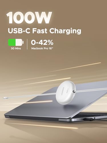 UGREEN Retractable USB C Cable(3FT/1M),100W USB-C 5A Fast Charging Cord, Type C Charger Cable for iPhone 16 Series, Samsung S25/S24/S23+, MacBook, iPad, Xiaomi, Ps5, Travel Partner, White