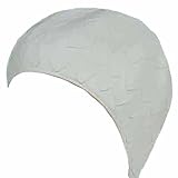 Leaf Embossed White Latex Swim Cap with Chin Strap