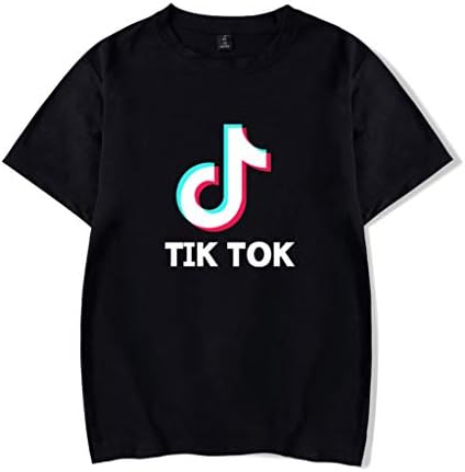 HLOV TIK Tok Print Mens and Womens Tees Summer Leisure Short Sleeve T-Shirt