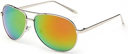 ABAMSM Colorful Premium Metal Aviator Glasses with Color Lens Sunglasses (silver frame, 60)