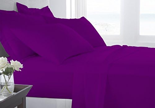 BED ALTER 1000 Thread Count 4 Piece Bed Sheet Set (1 Flat Sheet 1 Fitted Sheet And 2 Pillowcases) ( 15" deep pocket) 100% Egyptian Cotton Luxurious Bedsheets Solid. (Purple, California King)