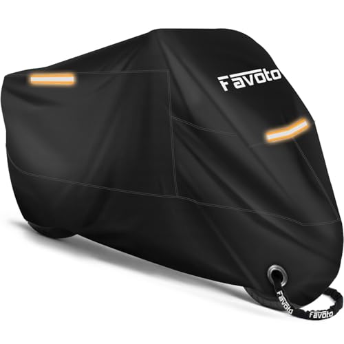 Favoto Waterproof Motorcycle Cover, Dust, Rain, Wind, Bird Droppings, Anti-Theft Cover for Motorcycle, Motorcycle, Scooter, 245 x 105 x 125 cm (XXL)