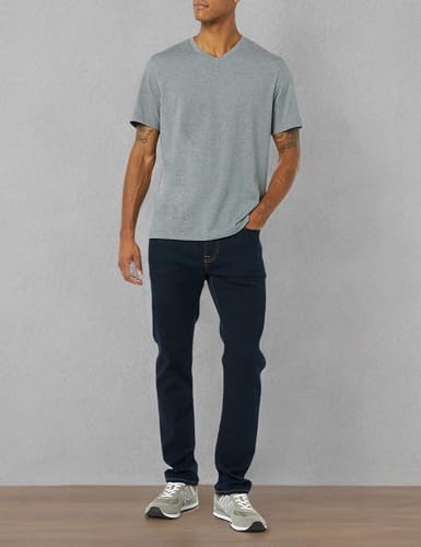 AMAZON ESSENTIALS 100% COTTON T SHIRTS FOR MEN, REGULAR-FIT SHORT-SLEEVE V-NECK, PACK OF 2, AVAILABLE IN BIG & TALL, GREY HEATHER/PALE PINK, SMALL