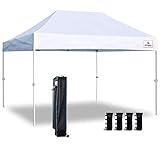 Keymaya 10'x15' Ez Commercial Instant Tent Heavy Duty Pop-up Canopy Shelter Bonus Weight Bag 4-pc Pack (White)