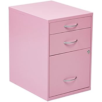 Amazon.com: Office Star 3-Drawer Metal File Cabinet, Pink ...