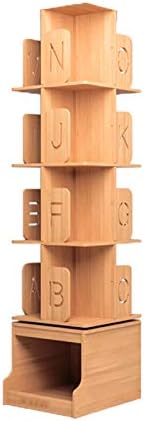 木製本棚回転本棚 待望 360回転主催キャビネットラック シンプル分解本棚 床立ち棚ストレージラック メディアの表示と保存 Four Layer