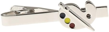 Mens Tie Clip Artists Paint Palette with Brush Fashion Necktie Bar