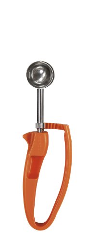 Zeroll 2100 Universal Small EZ Disher Food Portioner Uniform Baking Bite-sized Servings NSF Approved Hand Squeeze Reduces Fatigue, Sturdy Color-coded Handle Stainless Steel Bowl, 1.1-inches, Orange