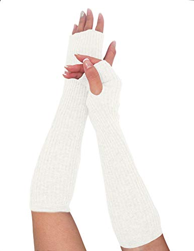 State Cashmere Women's 100% Cashmere Knit Long Fingerless Arm Warmers Mitten Gloves 13"