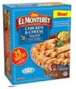 El Monterey Chicken and Cheese Flour Taquitos, 28 Ounce -- 28 per case.