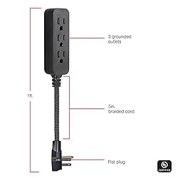 GE 3-Outlet Power Strip Extension Cord with