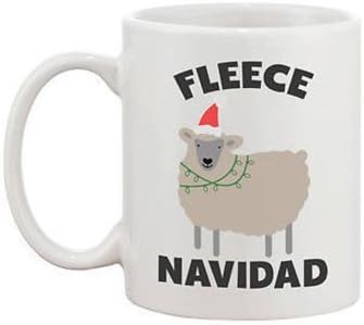 Funny Christmas Ceramic Coffee Mug - Fleece Navidad Cute X-Mas Mug Custom Ceramic Coffee Mug, Plum blossom and Peony 11OZ Milk White Mug Home Office Tea Cup